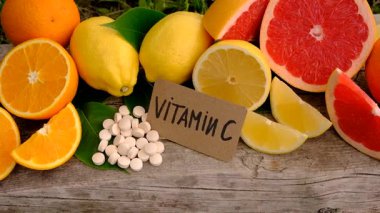 C vitamini ve narenciye. Seçici odaklanma. yiyecek.