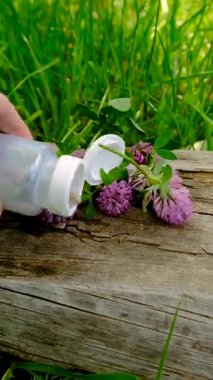 Kırmızı Yonca Özütü ve İlaveleri. Seçici Odaklanma. Doğa.