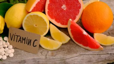C vitamini ve narenciye. Seçici odaklanma. yiyecek.