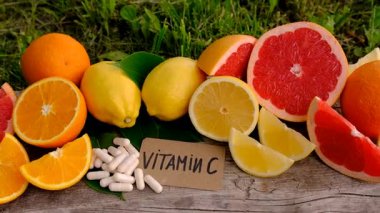 C vitamini ve narenciye. Seçici odaklanma. yiyecek.