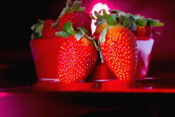 Saftige Erdbeeren Machen Lust Sie Jederzeit Essen Leuchtende Farben — Stockfoto