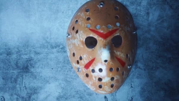Horror Hokej Maska Migające Światła Czerwony Żółty — Wideo stockowe