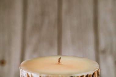 bamboo candle for peace and calm zen mood warn wood background