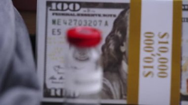 Covid vile for syringe pharmaceutical booster shot pandemic medication white background