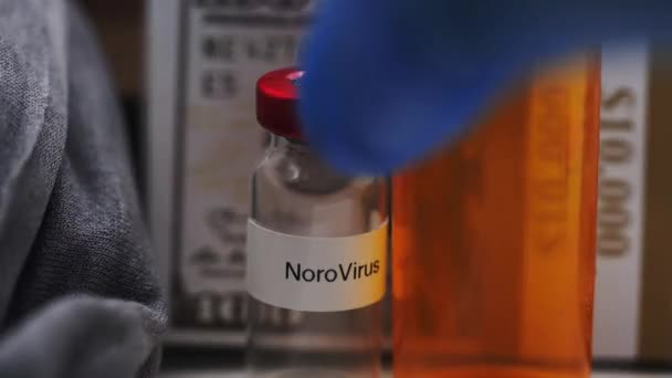 Covid Vile Syringe Pharmaceutical Booster Shot Pandemic Medication White Background — Stok Video