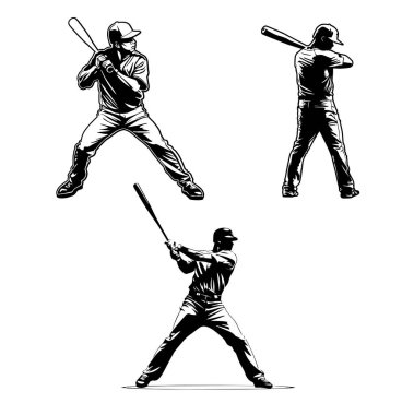 beyzbol, spor, vektör çizimi beysbol sopası, amblemi, logosu olan adam silueti