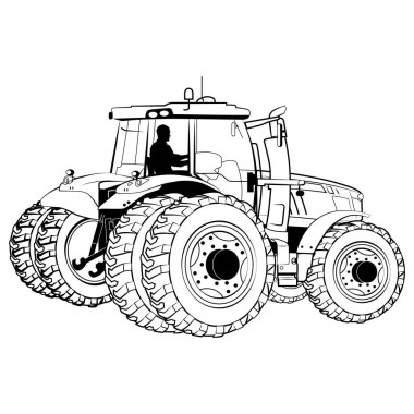 Traktör, 7370 _ MF, Ulaştırma, tarım makineleri, alan, çiftlik, el çizimi, yapay zeka kullanımı yok