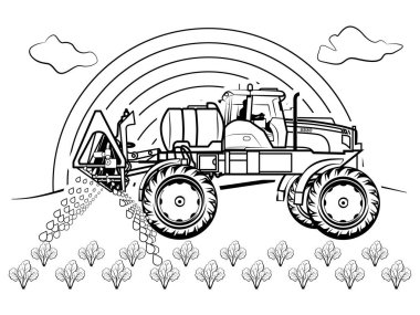 Tractor, Self-propelled sprayer 9330, Transport, Agricultural machinery, hand drawing, AI not used clipart