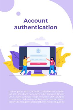 Çevrimiçi kayıt ve kayıt, hesap doğrulama konsepti. Vektör UI illüstrasyonu.