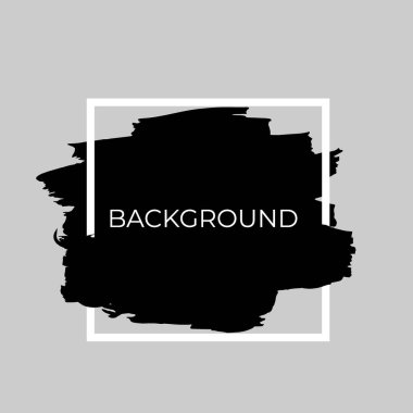 Fırçalanmış mürekkep dokusu, fırça logosu. Suluboya ya da akrilik siyah çerçeve tasarımı. Vektör illüstrasyonu