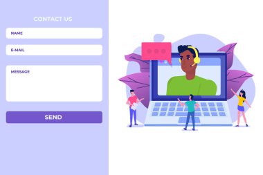 İniş sayfası şablonu ile bağlantı kur. Vektör illüstrasyonu.