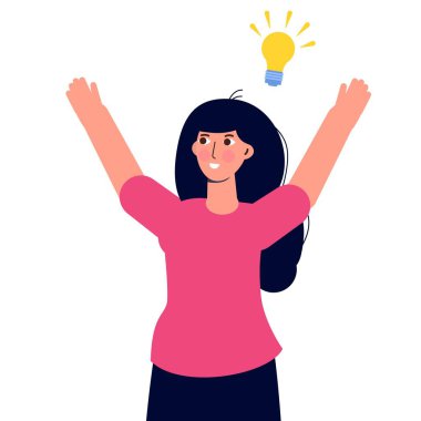 Kadın çözümü, problem çözme konsepti. Vektör illüstrasyonu