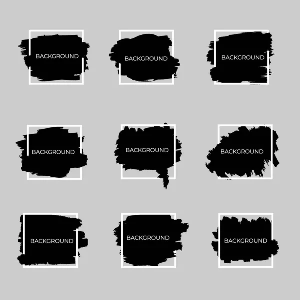 Кисть Текстура Чернил Логотип Кисти Акварель Акриловая Черная Рамка Дизайн — стоковый вектор