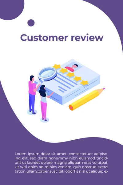 Customer Review Usability Evaluation Feedback Rating System Isometric Concept Illustrazione — Vettoriale Stock