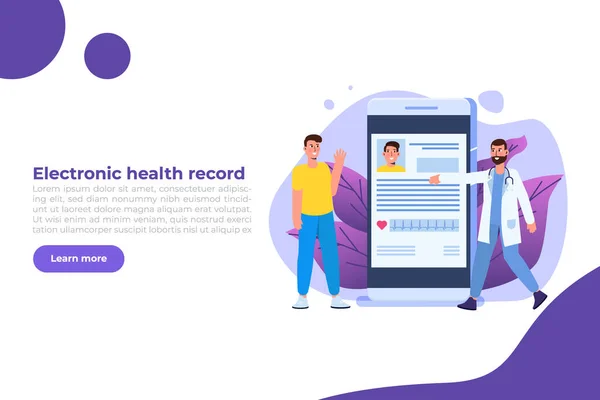 Koncepcja Elektronicznej Karty Zdrowia Online Zdrowa Elektroniczna Lista Kontrolna Ilustracja — Wektor stockowy