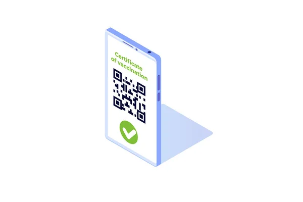 Nouveau Certificat Passeport Normal Mobile Vaccin Code Sur Demande Illustration — Image vectorielle