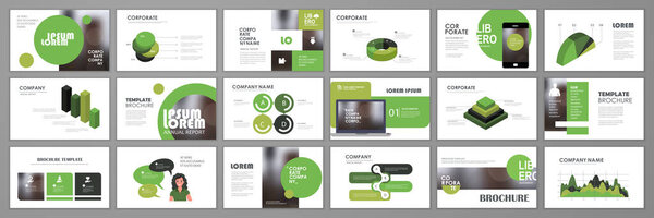 Green abstract presentation slide templates. Infographic elements template  set for web, print, annual report brochure, business flyer leaflet marketing and advertising template. Vector Illustration