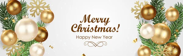 金の装飾 クリスマス ツリーの枝が付いているクリスマスの背景 ベクトルのパンフレット カバーの設計 ランディング ページ 割引のチラシ — ストックベクタ