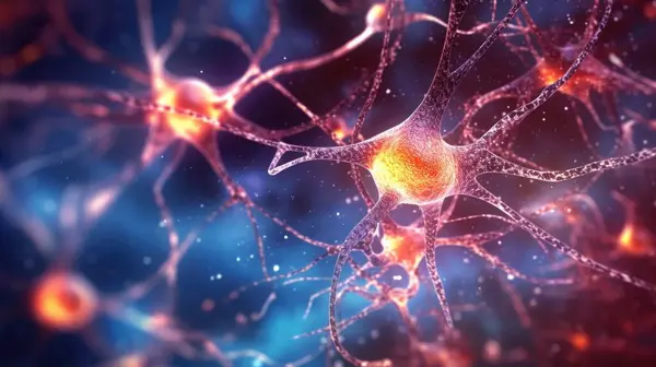 Neuron Cellen Verbinden Neuronen Met Gloeiende Knoopjes Het Menselijk Brein Rechtenvrije Stockafbeeldingen
