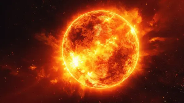 Primer Plano Del Sol Con Tormenta Solar Espacio Generativa Fotos de stock libres de derechos