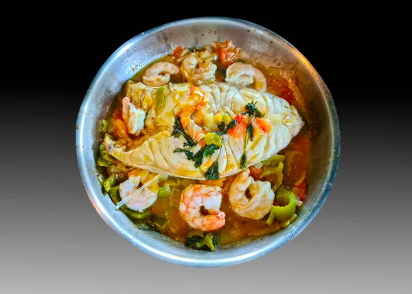 Moqueca Ein Traditionelles Brasilianisches Gericht Mit Badejo Fisch Und Großen — Stockfoto