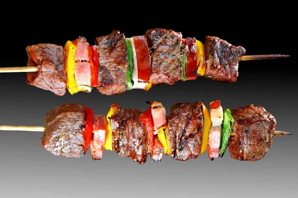 Barbecue Vleesspies Met Groenten Barbecue Houtskool — Stockfoto