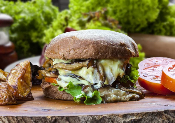 Delicious hamburger with Australian bread meat and vegetables