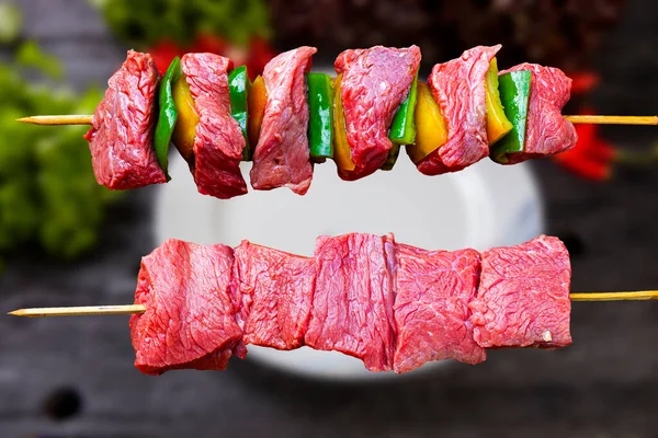 Heerlijke Rauwe Vleesspies Barbecue Rundvlees — Stockfoto