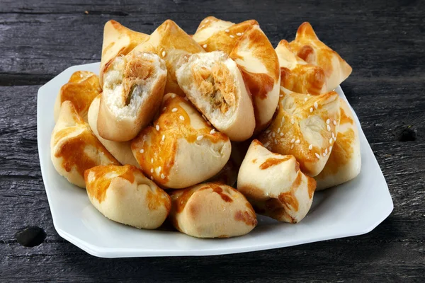 Arabian Esfiha Chicken Esfirra Brazilian Snack —  Fotos de Stock