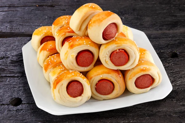 Sausage Roll Brazilian Snack — Stock Photo, Image