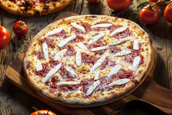 Palmito Pizza Mozzarellával Paradicsomszósszal Stock Kép