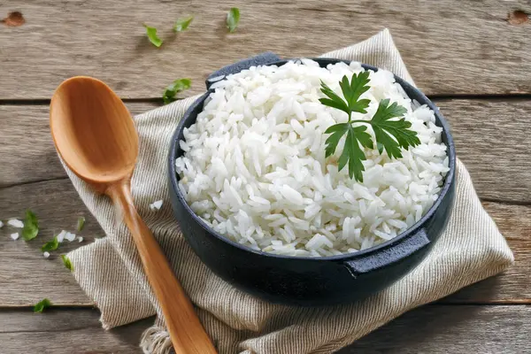 Vařená Rýže Bílá Rýže Vařená Železném Hrnci Stock Fotografie