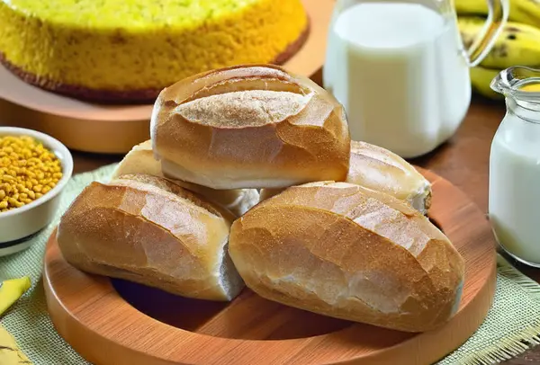 Frokost Fransk Brød Pao Tradisjonelt Brasiliansk Brød stockfoto