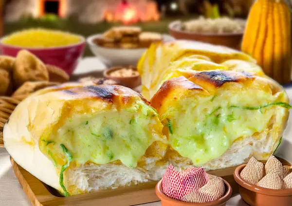 Barbekü sarımsaklı ekmek, pao de alho, Festa Junina