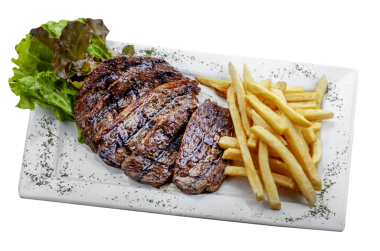 Kızarmış Picanha ve patates kızartması.