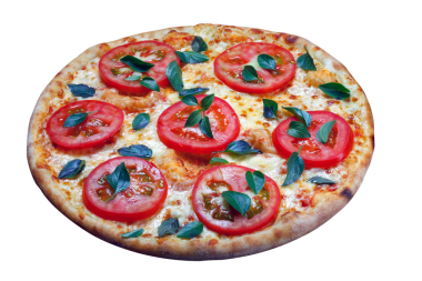 Pizza margherita, şeffaf arka plan.