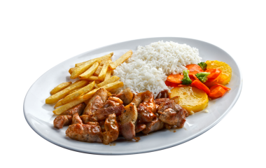 Pirinç, patates, salata, sebze.