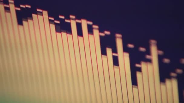 シミュレーション ウェーブフォーム オシロスコープ ミュージカルイコライザー サウンドウェーブ ラジオ周波数 抽象的なクローズアップ写真背景コピースペース — ストック動画
