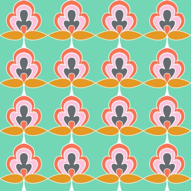 Retro çiçek desensiz desen tasarımı