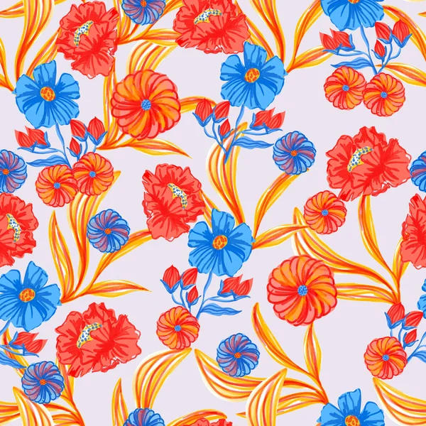 Suluboya Çiçek Desensiz Desen Tasarımı — Stok fotoğraf