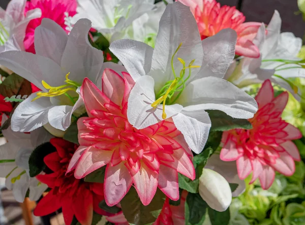 Artficial Flowers Bouquet Top View Close — Stock Photo, Image