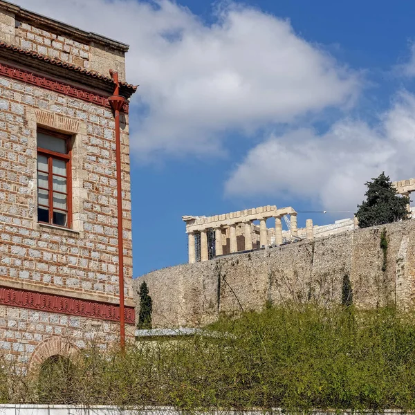Athens Greece Parthenon Temple Acropolis Hilll Partiail View Neoclassiccal Building — Foto Stock