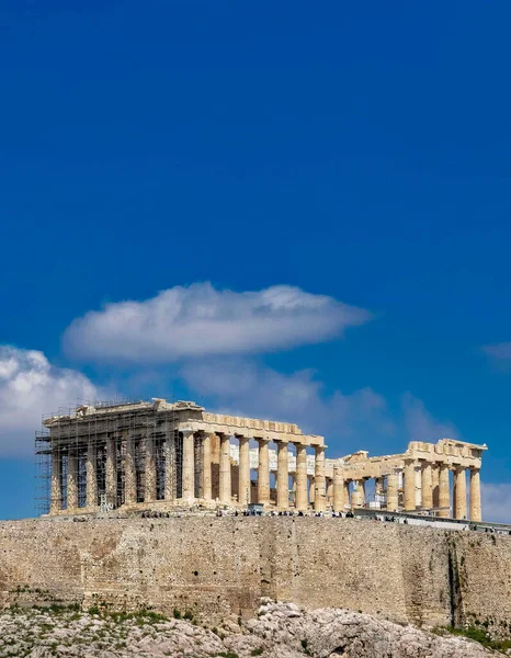 Парфенон Акрополе Афин Голубым Небом Облаками Греция — стоковое фото