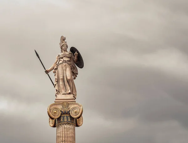 Athena Statue Ancient Greek Goddess Science Wisdom Isolated Dark Grey — Stock Photo, Image