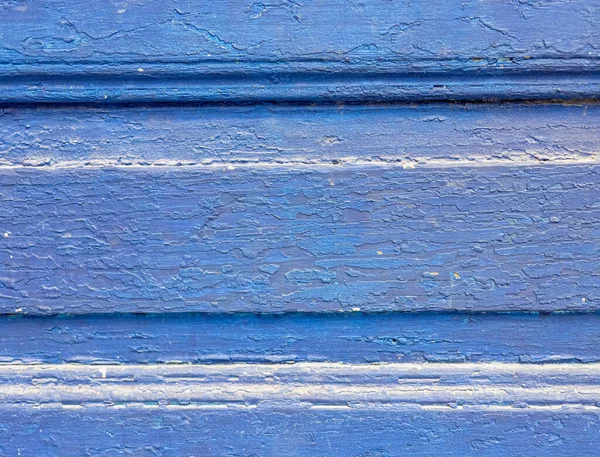 Crinkled Blue Painted Wooden Surface Close Vibrant Monochrome Texture — Stock Photo, Image