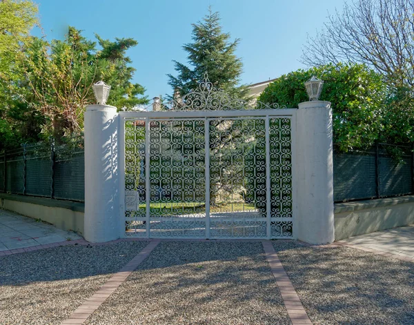 stock image contemporary house door by the sidewalk, Athens Greec