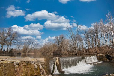 A View of a Man Made Dam and Waterfall, Found in the Countryside on a Sunny Winter Day