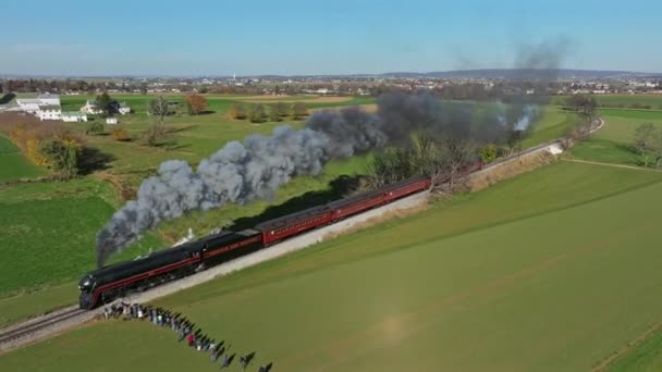 Ronks Pennsylvania November 2022 Drone Traveling Ahead View Steam Passenger — 비디오