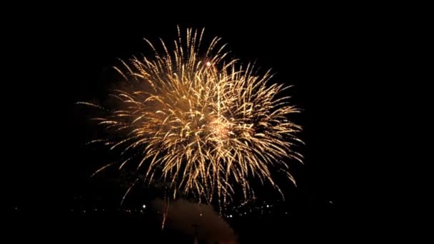Drone View July 4Th Fireworks Captured Half Speed Multiple Bursts — ストック動画