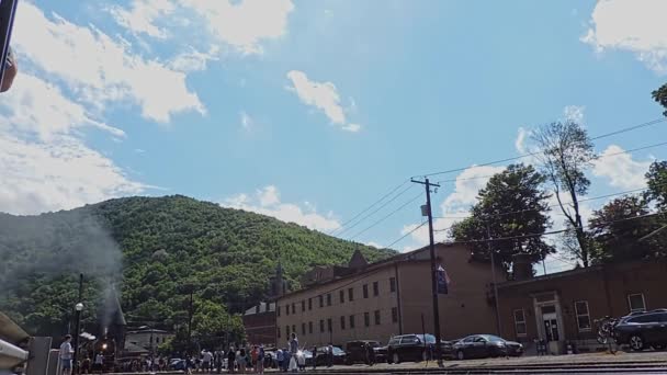 Jim Thorpe Pennsylvania July 2022 Low Angle View Restored Steam — 비디오